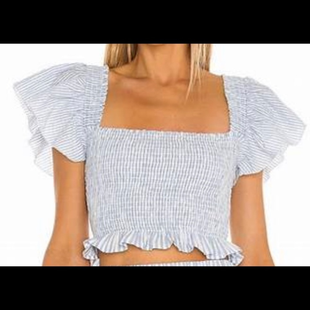 LoveShackFancy Wallace crop top in Maritime Blue
